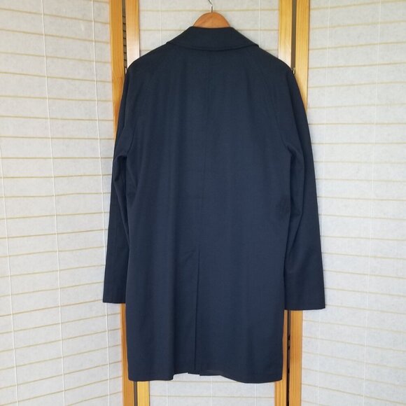 Men's London Fog Trench Coat Size 40 Long Navy Blue - Picture 6 of 10